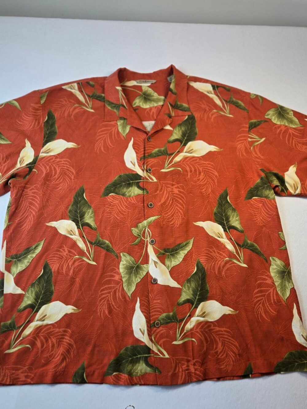 Tommy Bahama Floral Hawaiian Shirt Red Large 2XL